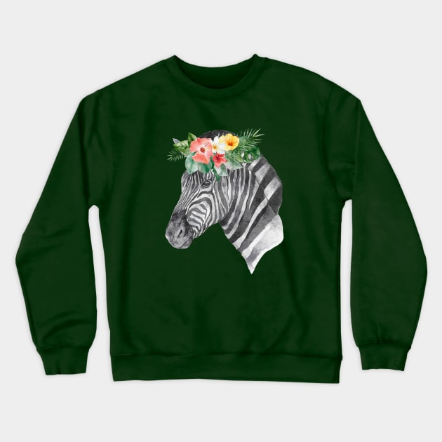 Portrait of a Zebra Crewneck Sweatshirt by Duck Cloud 9